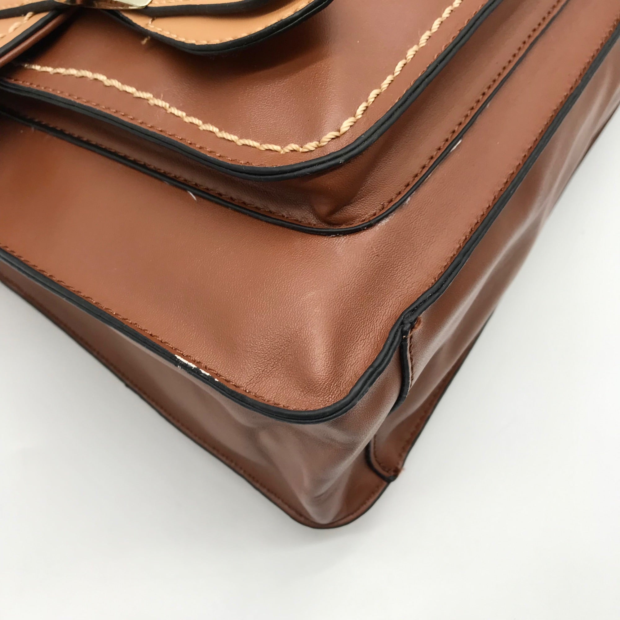 Move &amp; Moda Brown Faux Leather Convertible Work Briefcase Crossbody
