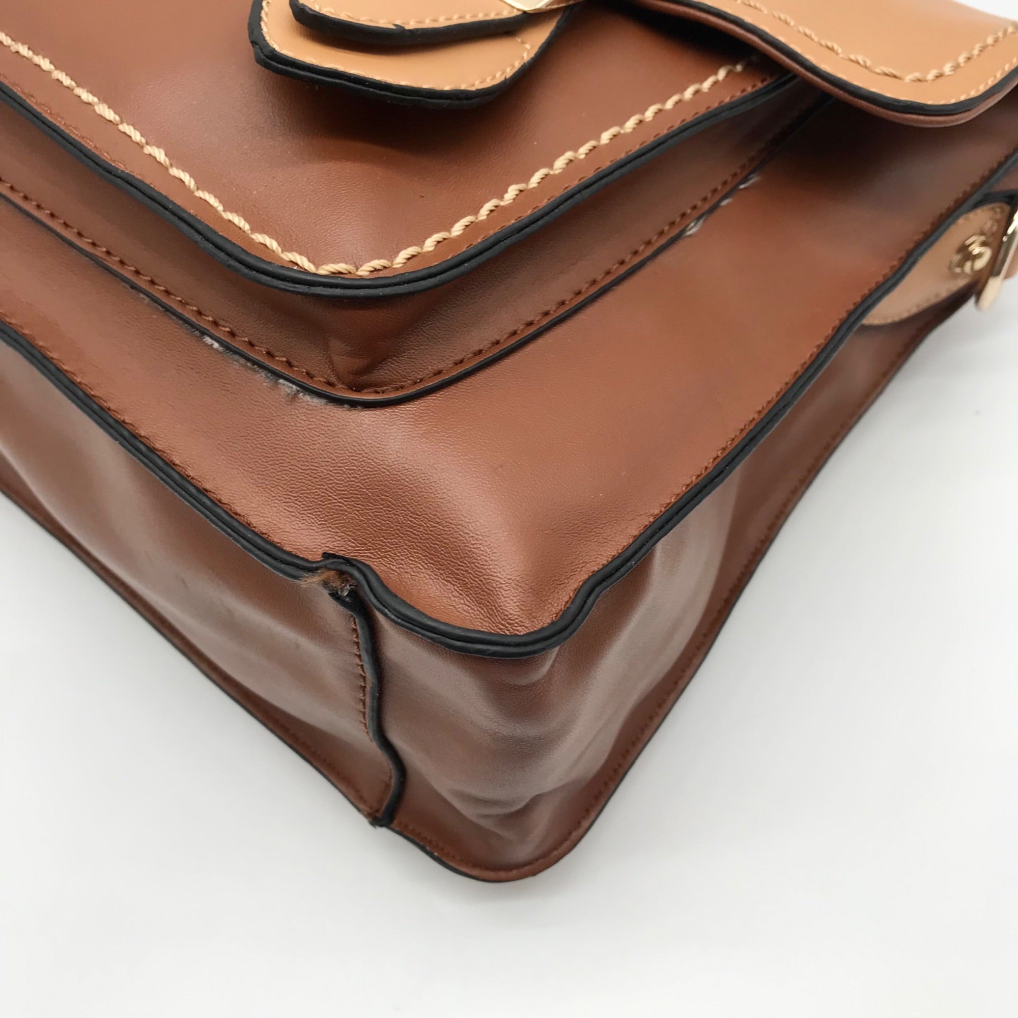 Move &amp; Moda Brown Faux Leather Convertible Work Briefcase Crossbody