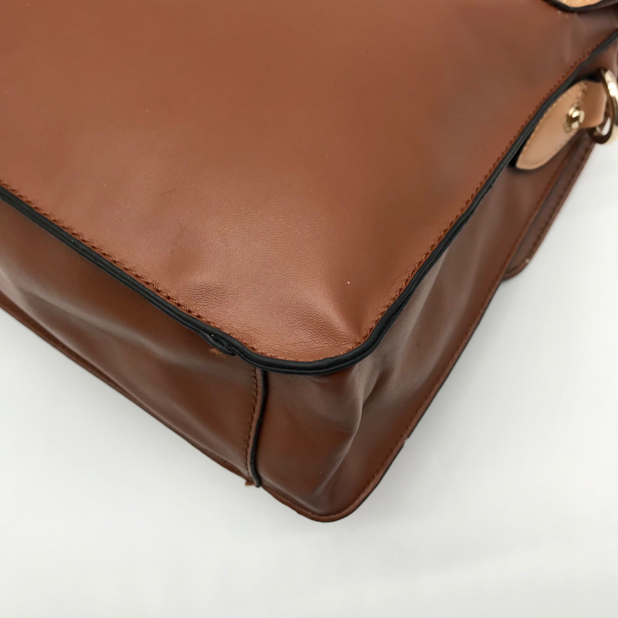 Move &amp; Moda Brown Faux Leather Convertible Work Briefcase Crossbody