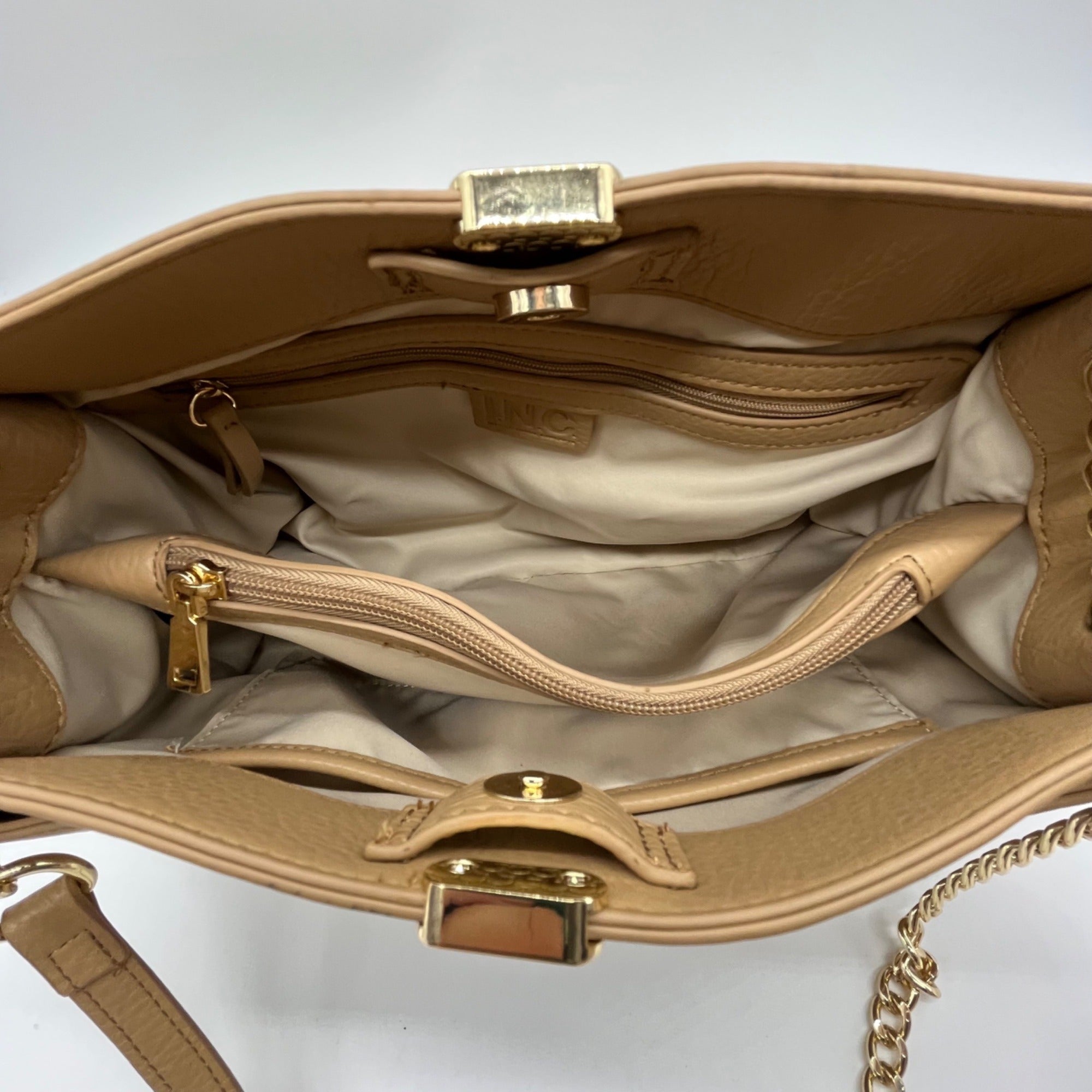 I.N.C. International Concepts Beige Leather Shoulder Bag