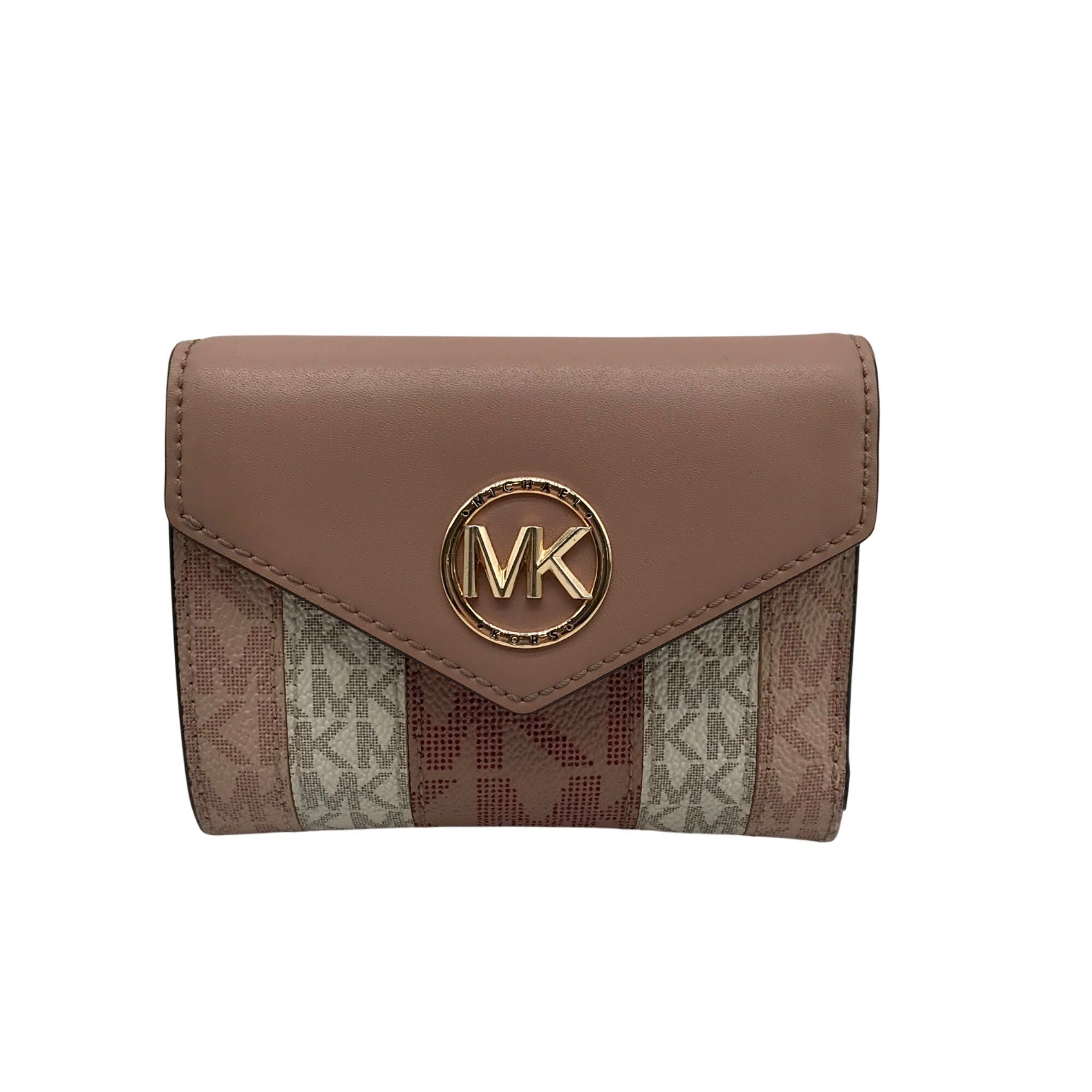 Michael Kors Carmen Ballet Pink Coated Canvas &amp; Leather Trifold Wallet