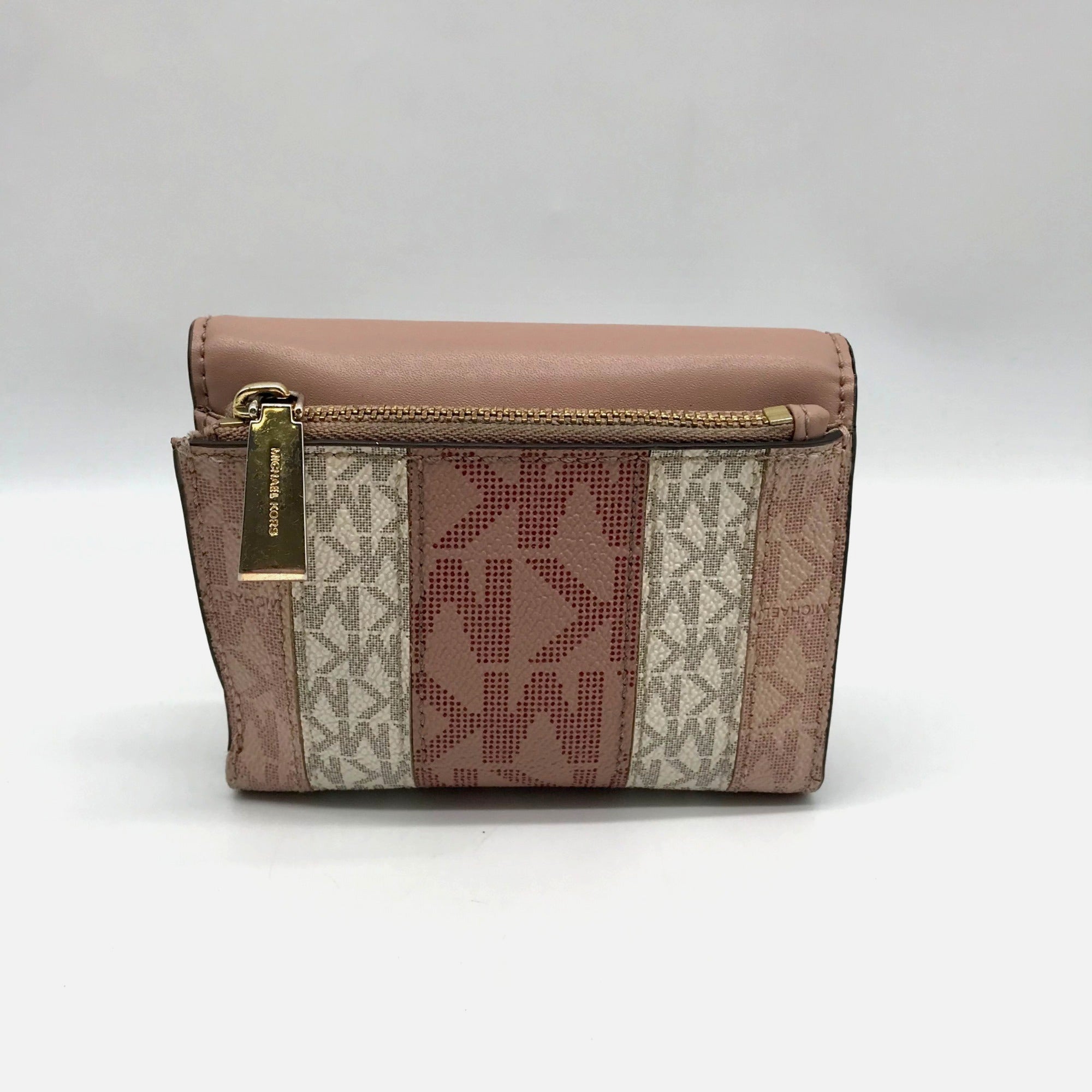 Michael Kors Carmen Ballet Pink Coated Canvas &amp; Leather Trifold Wallet