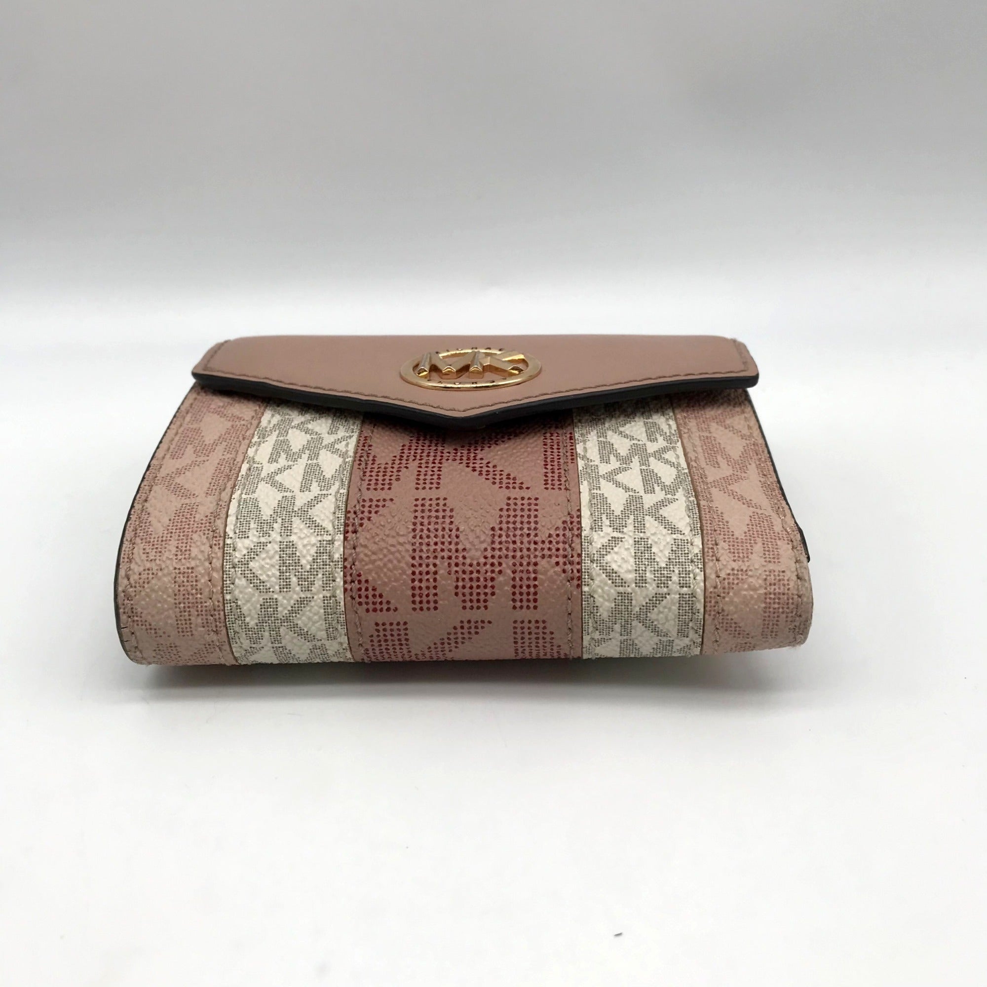 Michael Kors Carmen Ballet Pink Coated Canvas &amp; Leather Trifold Wallet
