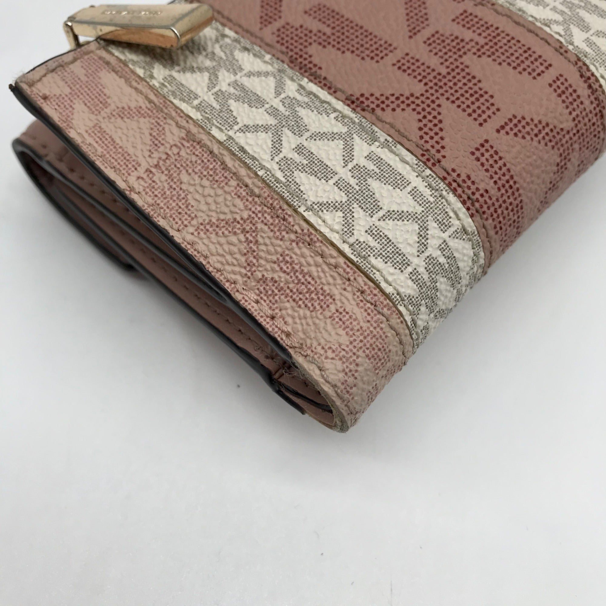 Michael Kors Carmen Ballet Pink Coated Canvas &amp; Leather Trifold Wallet