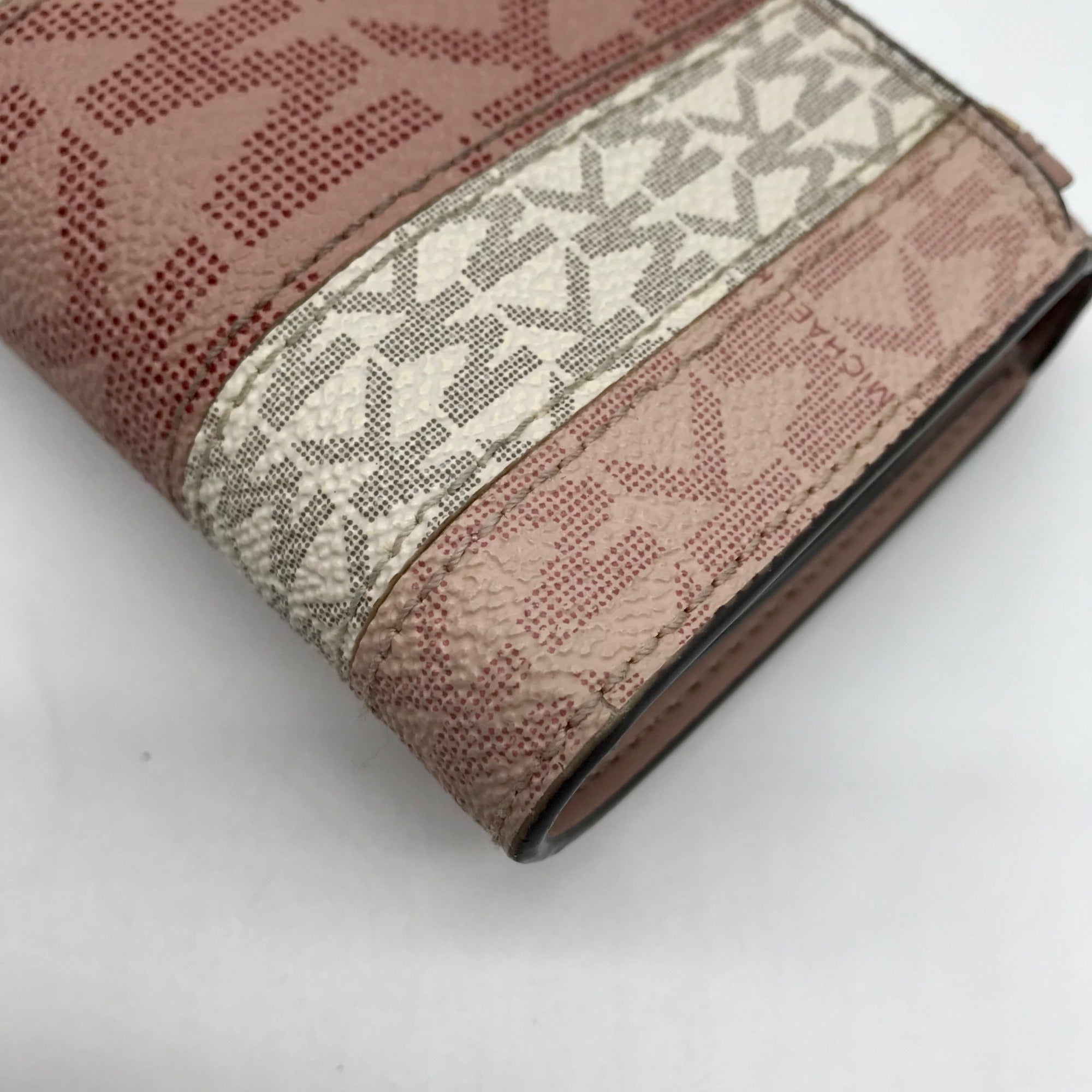 Michael Kors Carmen Ballet Pink Coated Canvas &amp; Leather Trifold Wallet