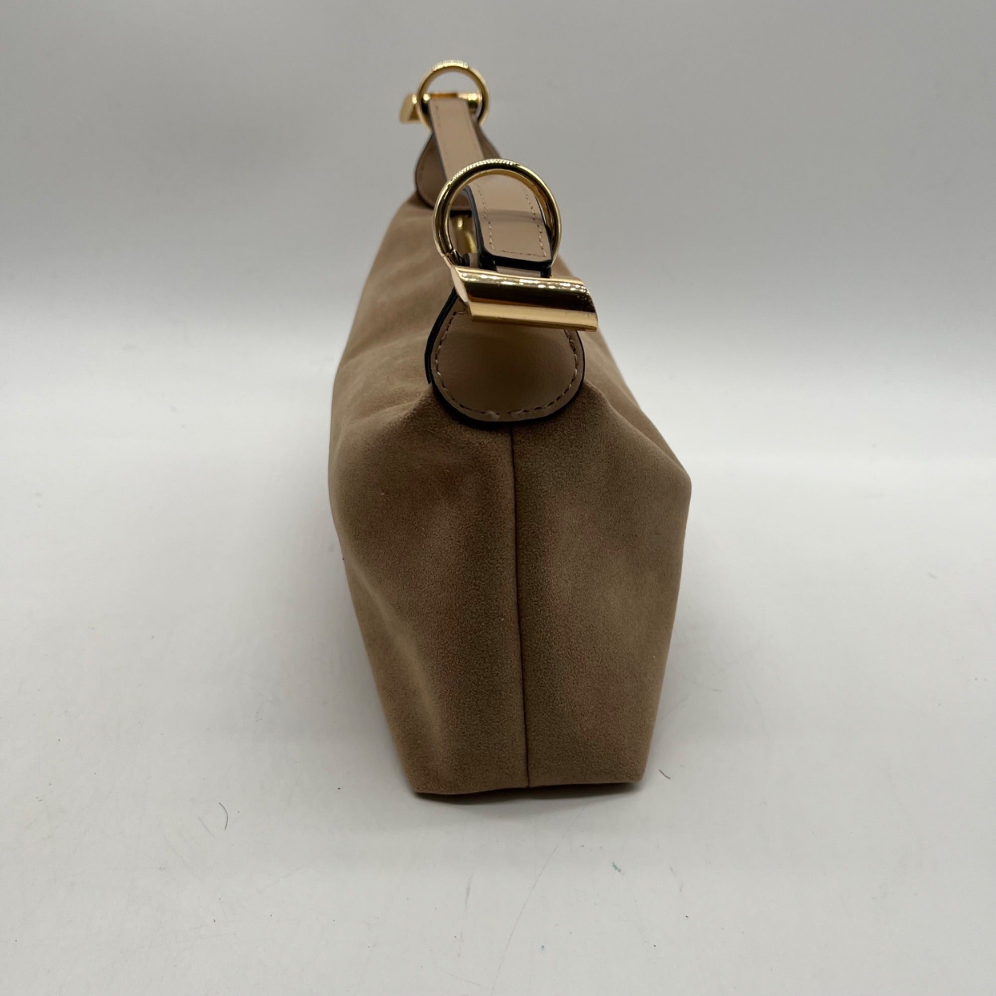 BCBG Light Taupe Suede Shoulder Bag