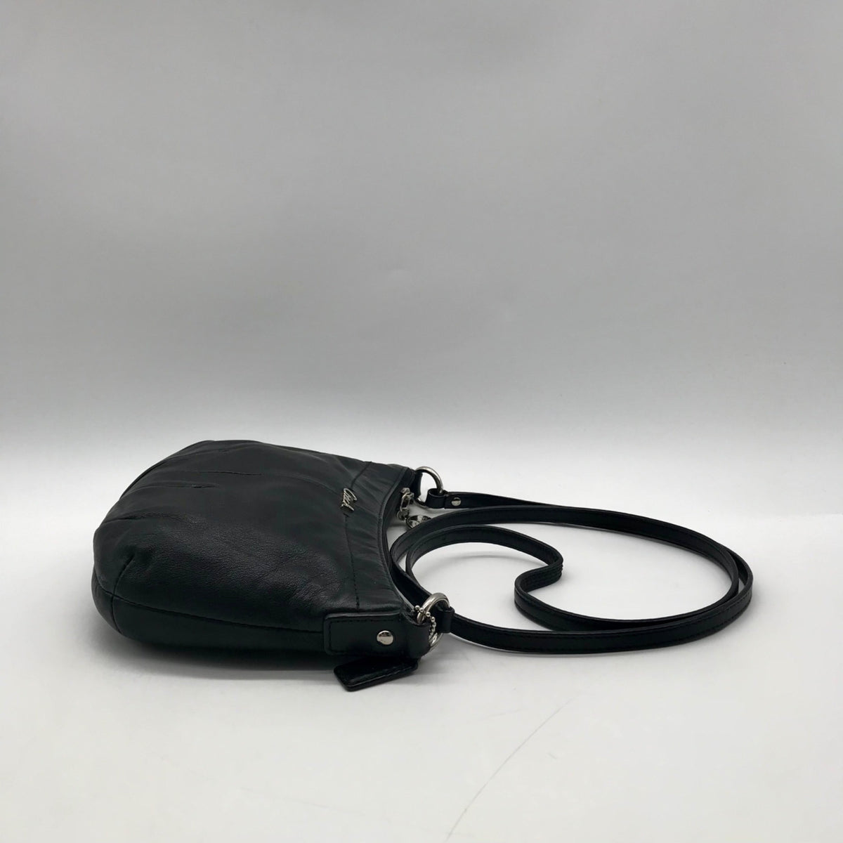 Coach Black Leather Pleated Shoulder Bag