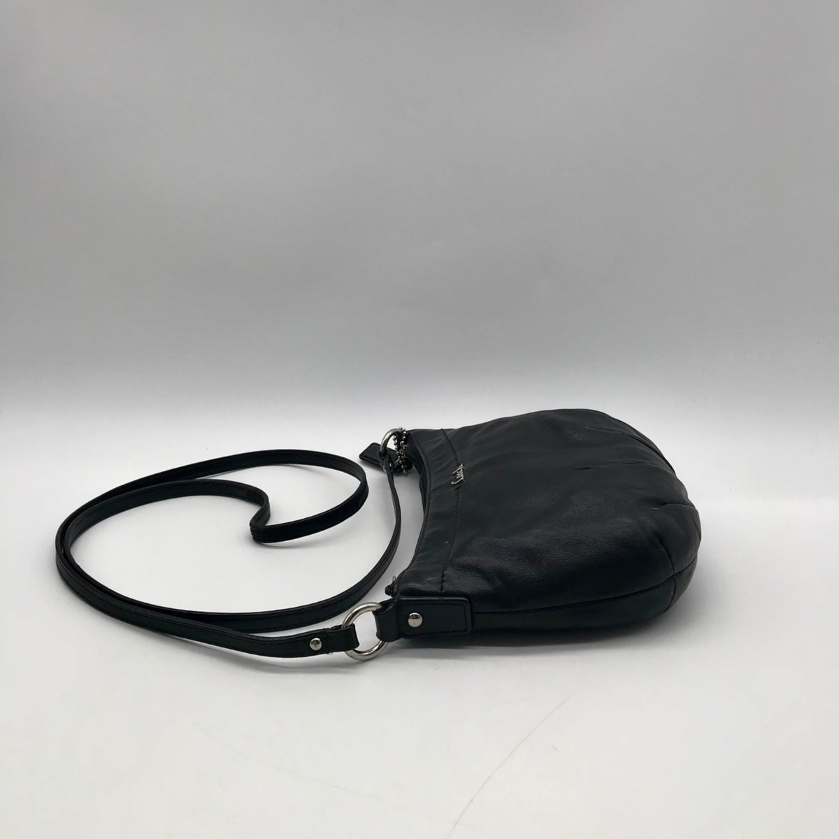 Coach Black Leather Pleated Shoulder Bag