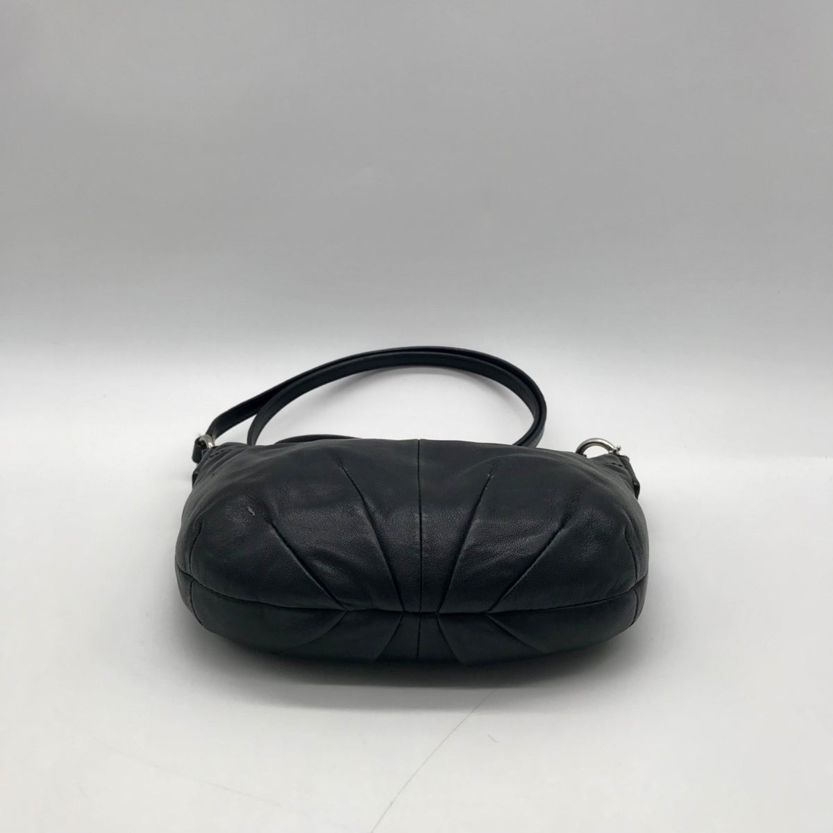 Coach Black Leather Pleated Shoulder Bag