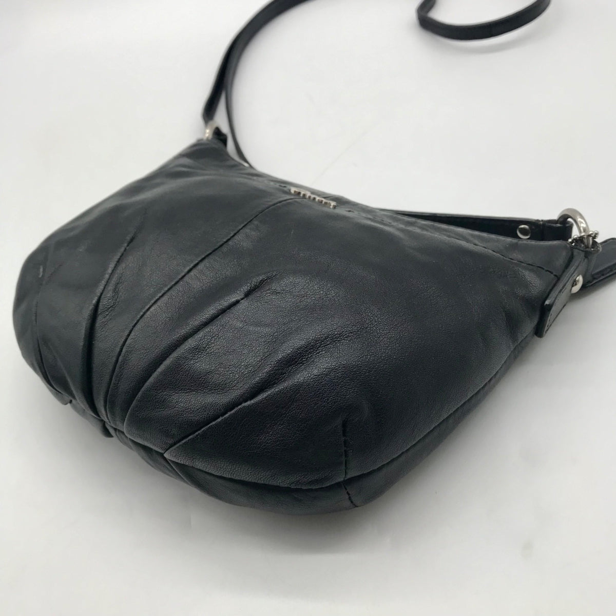 Coach Black Leather Pleated Shoulder Bag