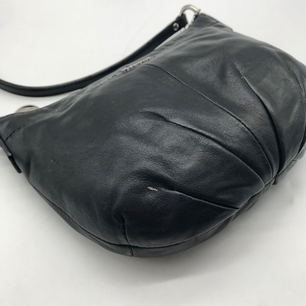 Coach Black Leather Pleated Shoulder Bag