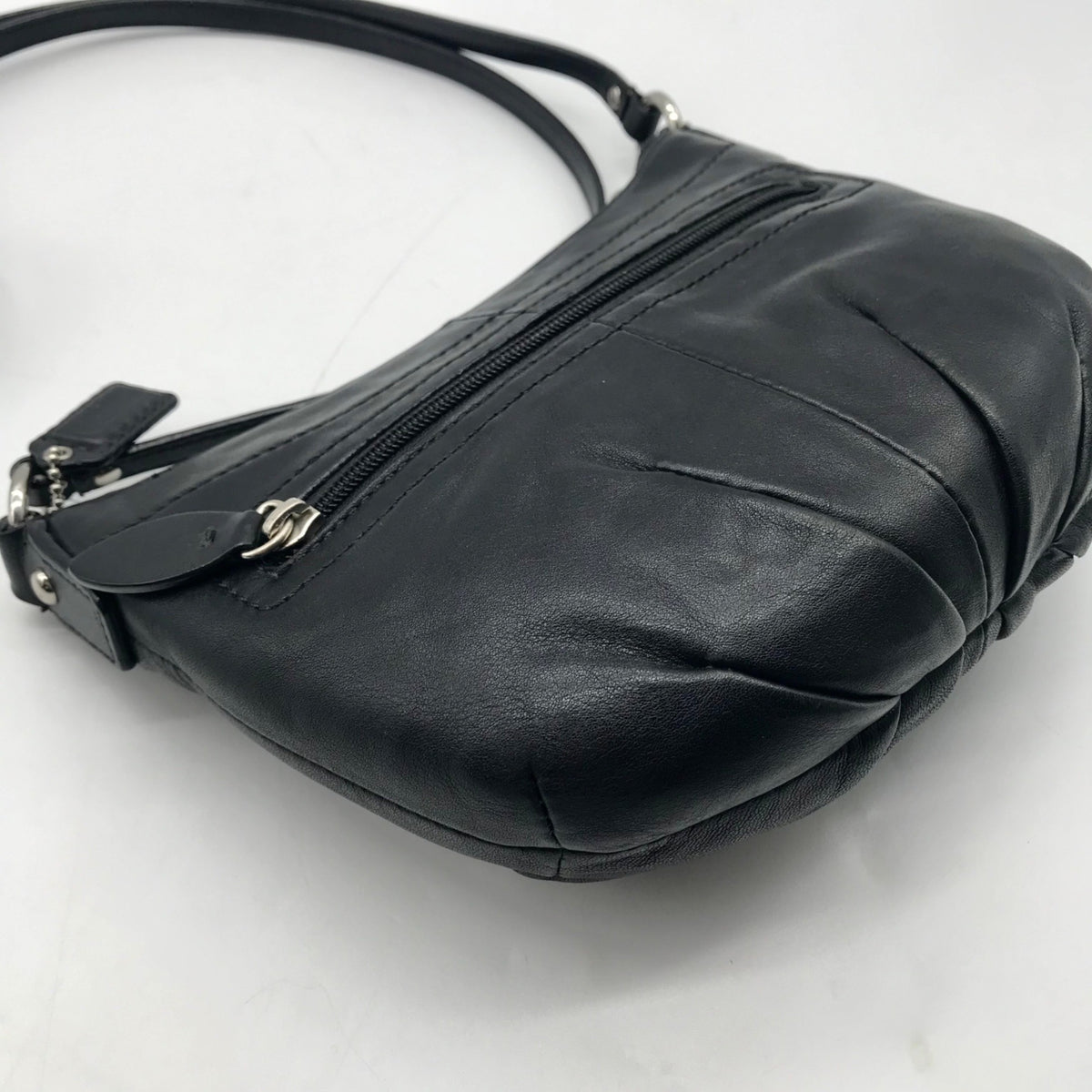 Coach Black Leather Pleated Shoulder Bag