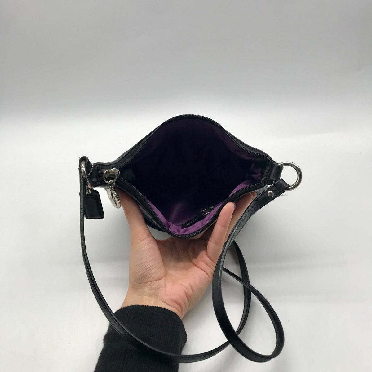 Coach Black Leather Pleated Shoulder Bag