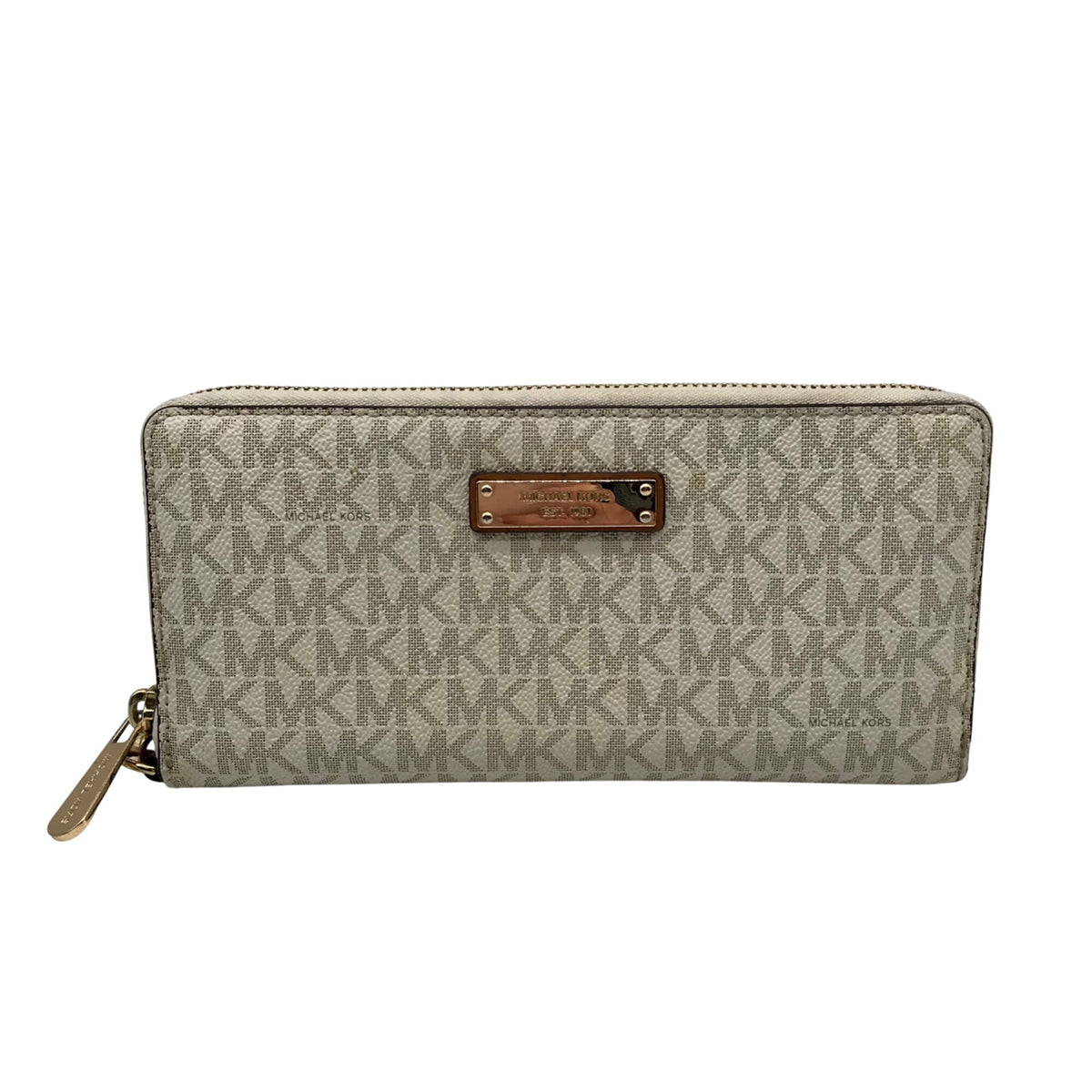 Michael Kors Vanilla Pebbled Leather Large Logo Continental Wallet