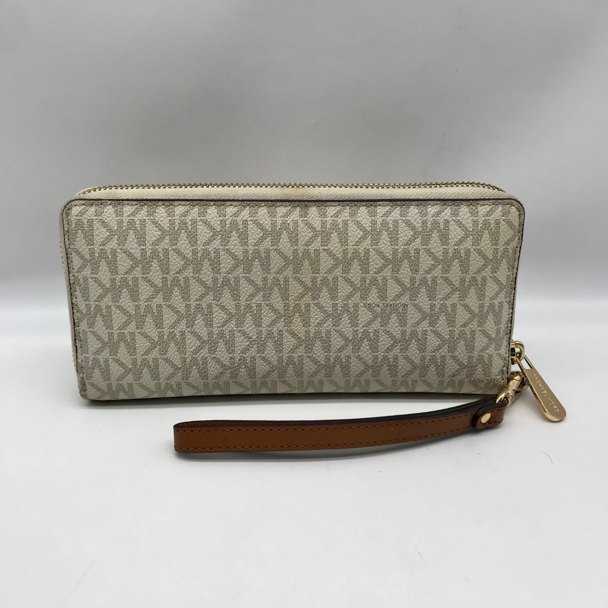 Michael Kors Vanilla Pebbled Leather Large Logo Continental Wallet