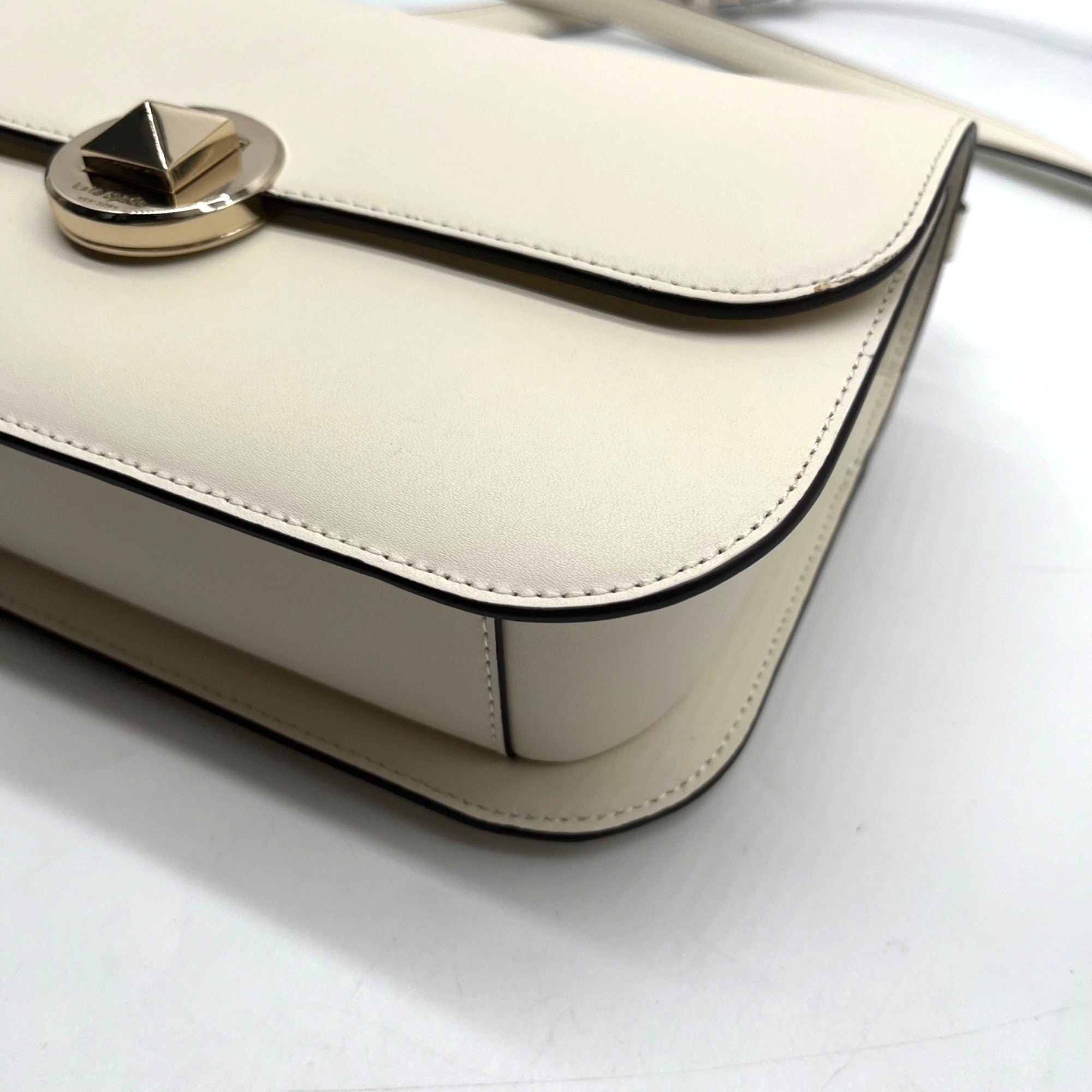 Kate Spade White Leather Adurey Flap Crossbody Bag