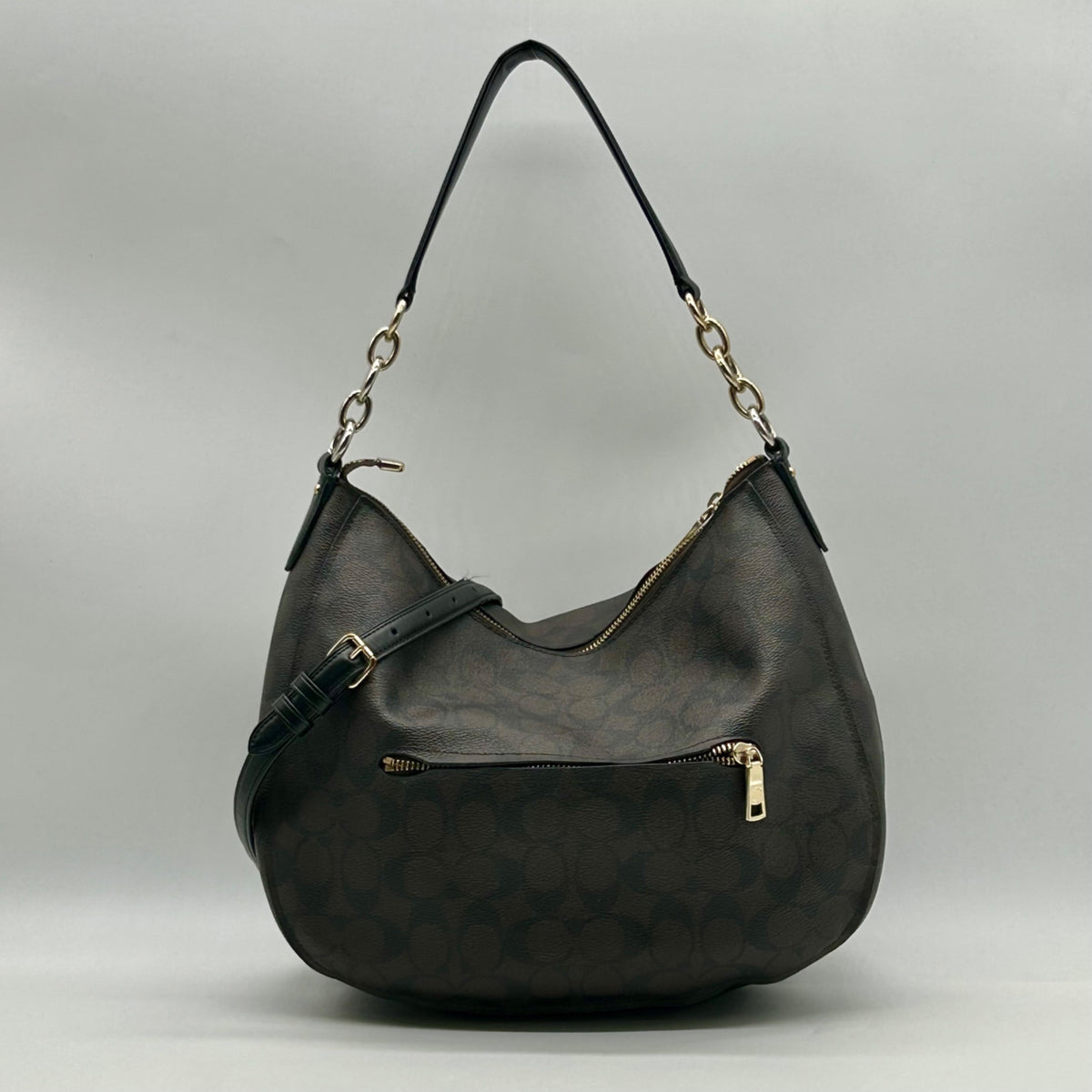 Coach Brown Signature Coated Canvas Hobo Shoulder Bag