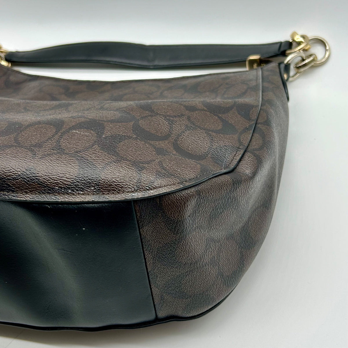Coach Brown Signature Coated Canvas Hobo Shoulder Bag