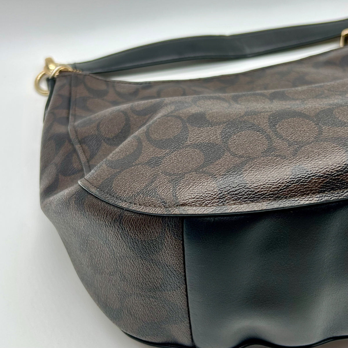 Coach Brown Signature Coated Canvas Hobo Shoulder Bag