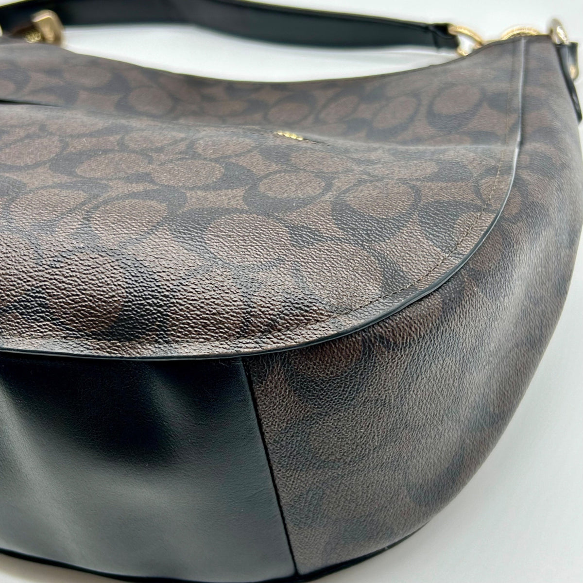 Coach Brown Signature Coated Canvas Hobo Shoulder Bag