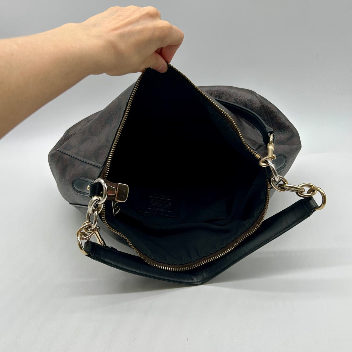 Coach Brown Signature Coated Canvas Hobo Shoulder Bag