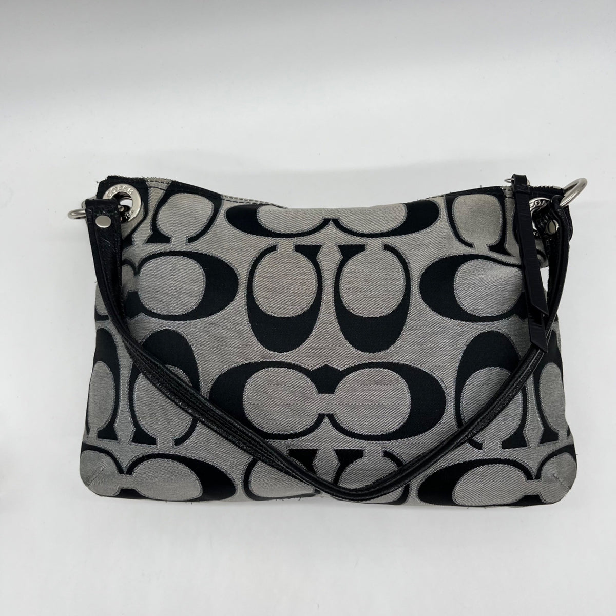 Coach Grey Signature Sateen Poppy Shoulder Bag