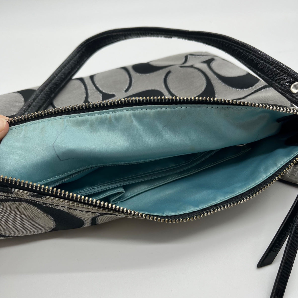 Coach Grey Signature Sateen Poppy Shoulder Bag
