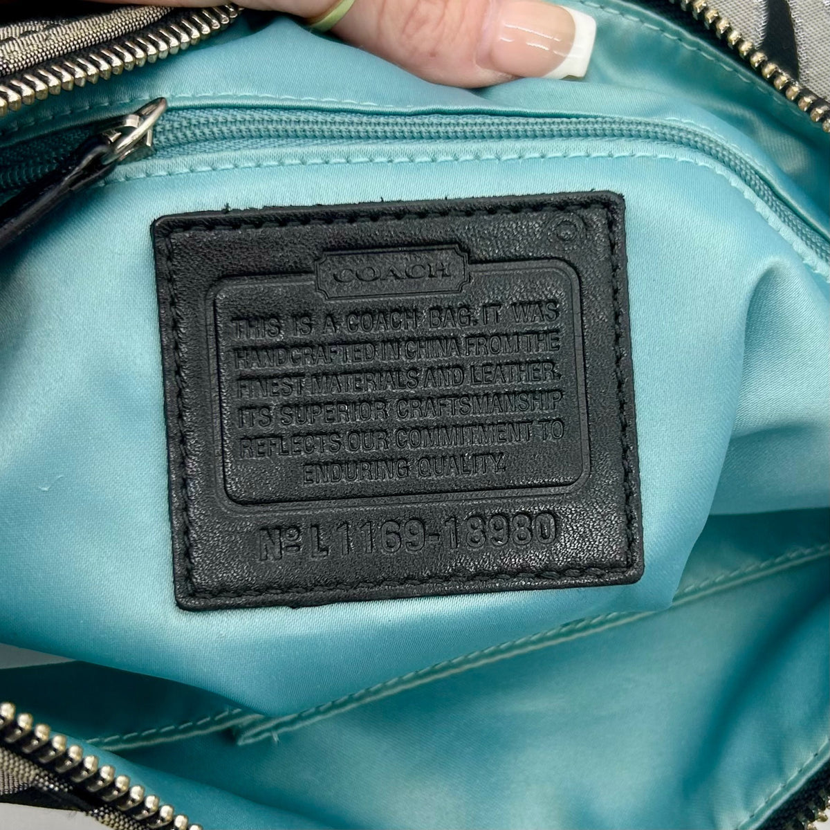 Coach Grey Signature Sateen Poppy Shoulder Bag
