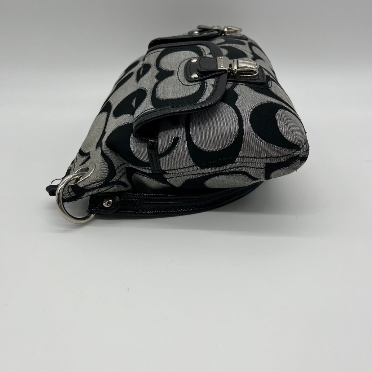 Coach Grey Signature Sateen Poppy Shoulder Bag