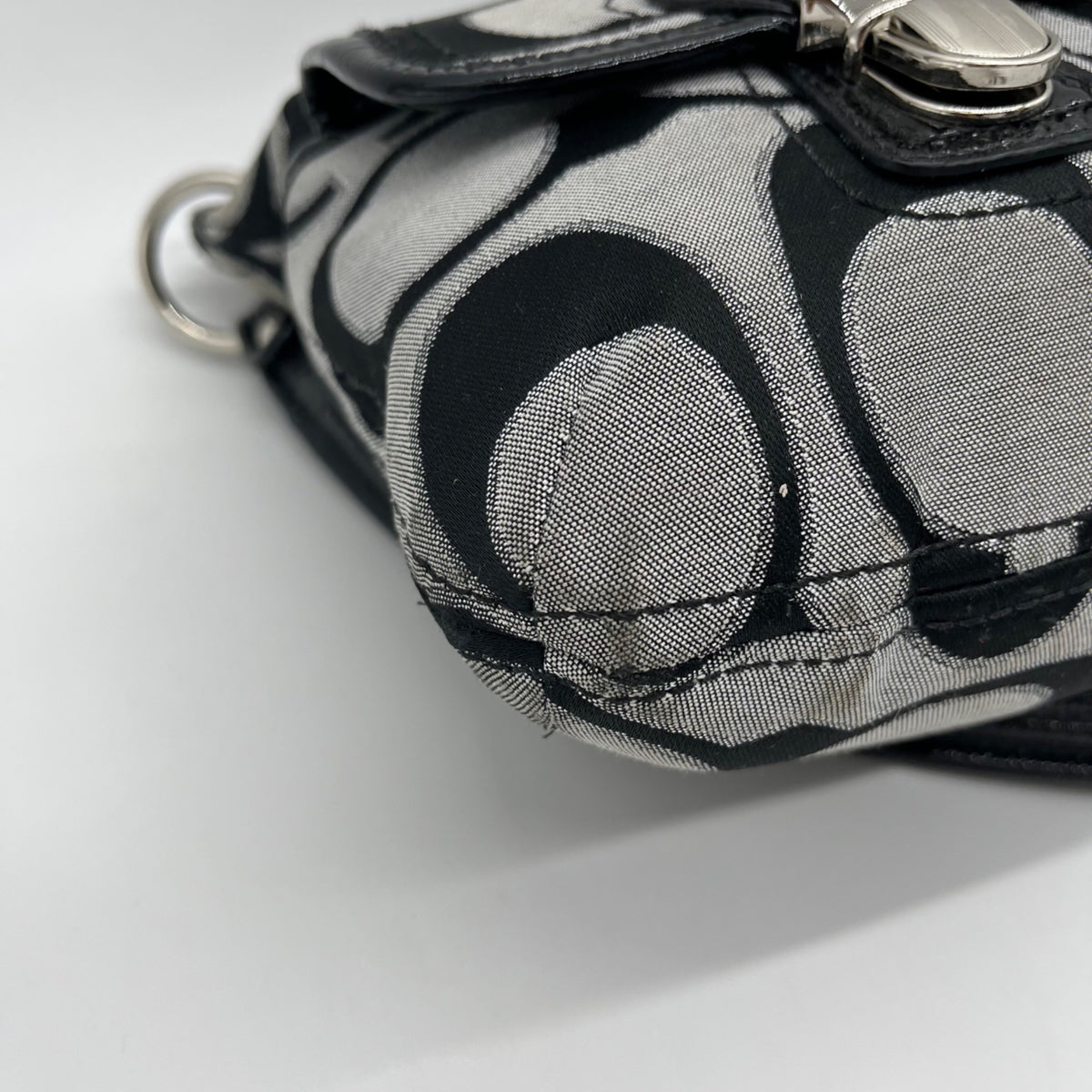 Coach Grey Signature Sateen Poppy Shoulder Bag
