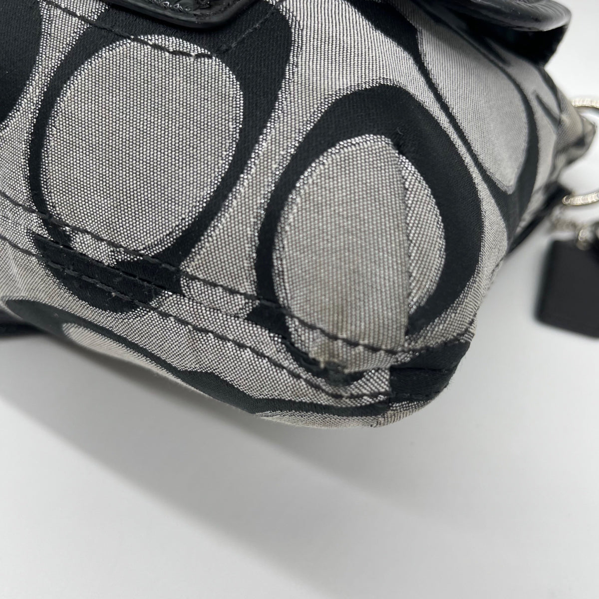 Coach Grey Signature Sateen Poppy Shoulder Bag
