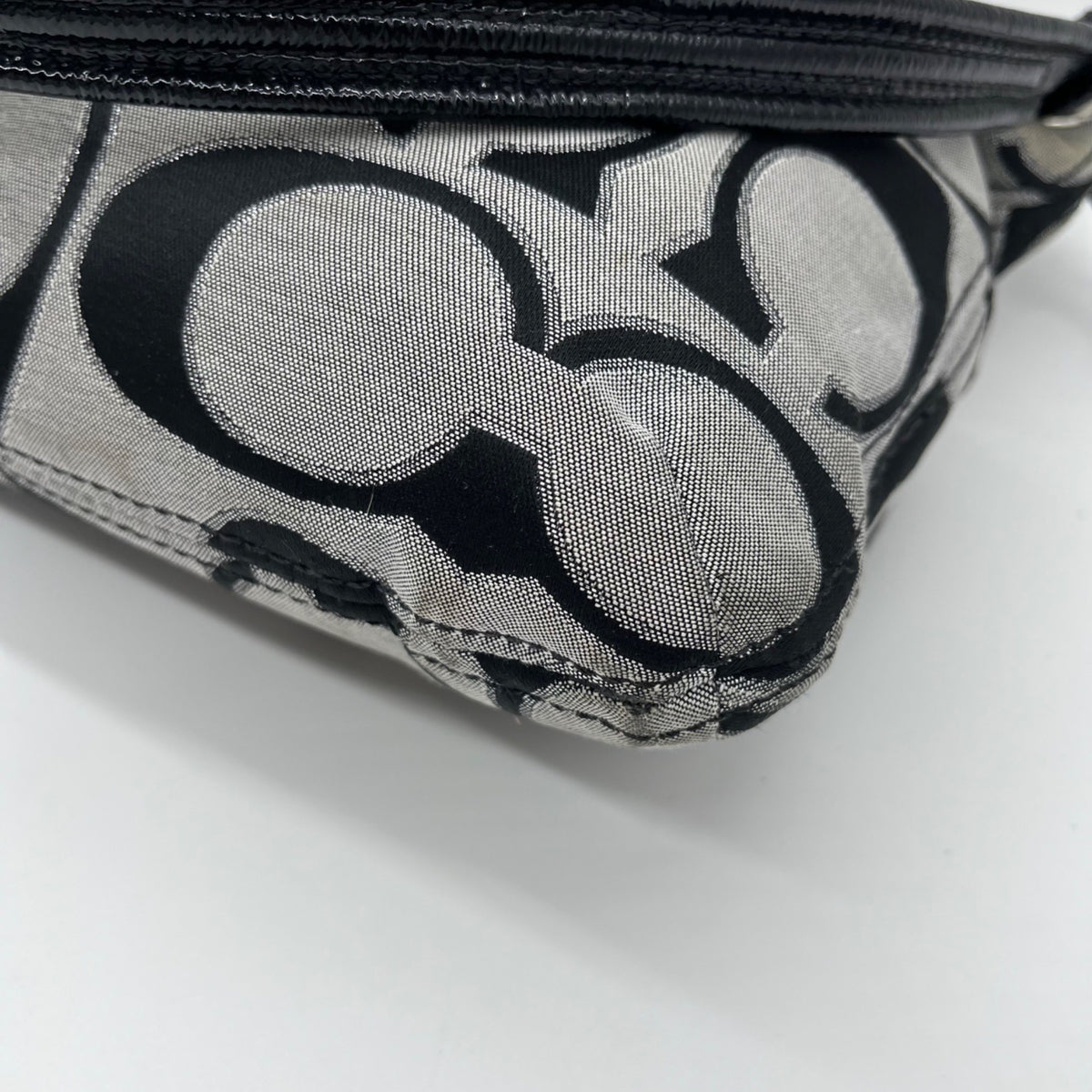 Coach Grey Signature Sateen Poppy Shoulder Bag