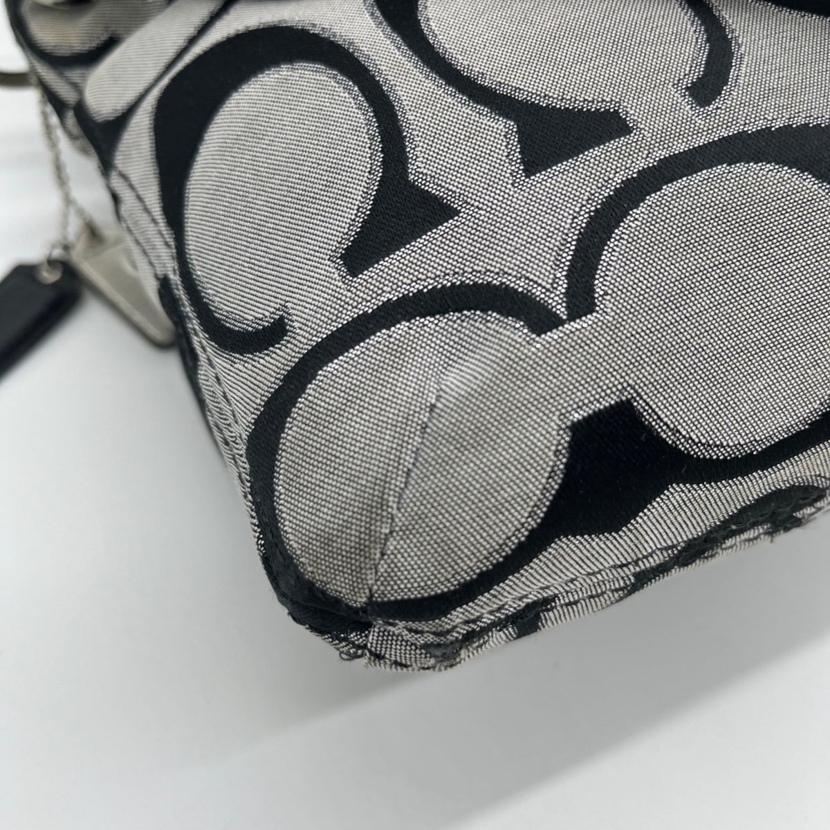 Coach Grey Signature Sateen Poppy Shoulder Bag