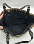Michael Kors Beige & Black Canvas Jet Set Tote Bag