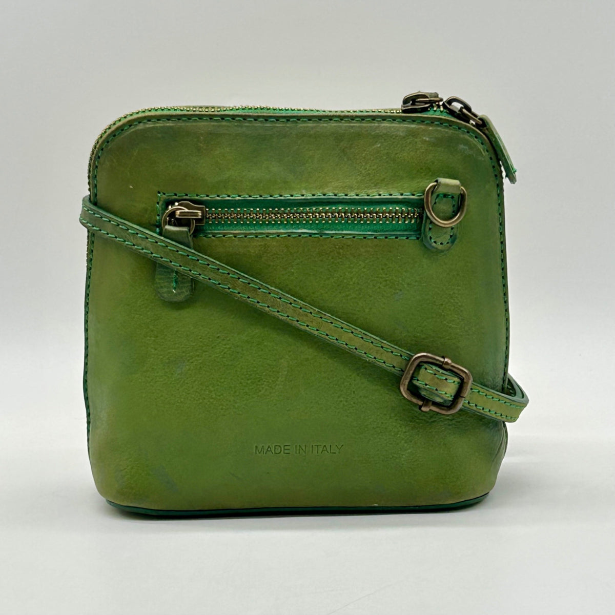 Pratesi Green Italian Leather Crossbody Bag