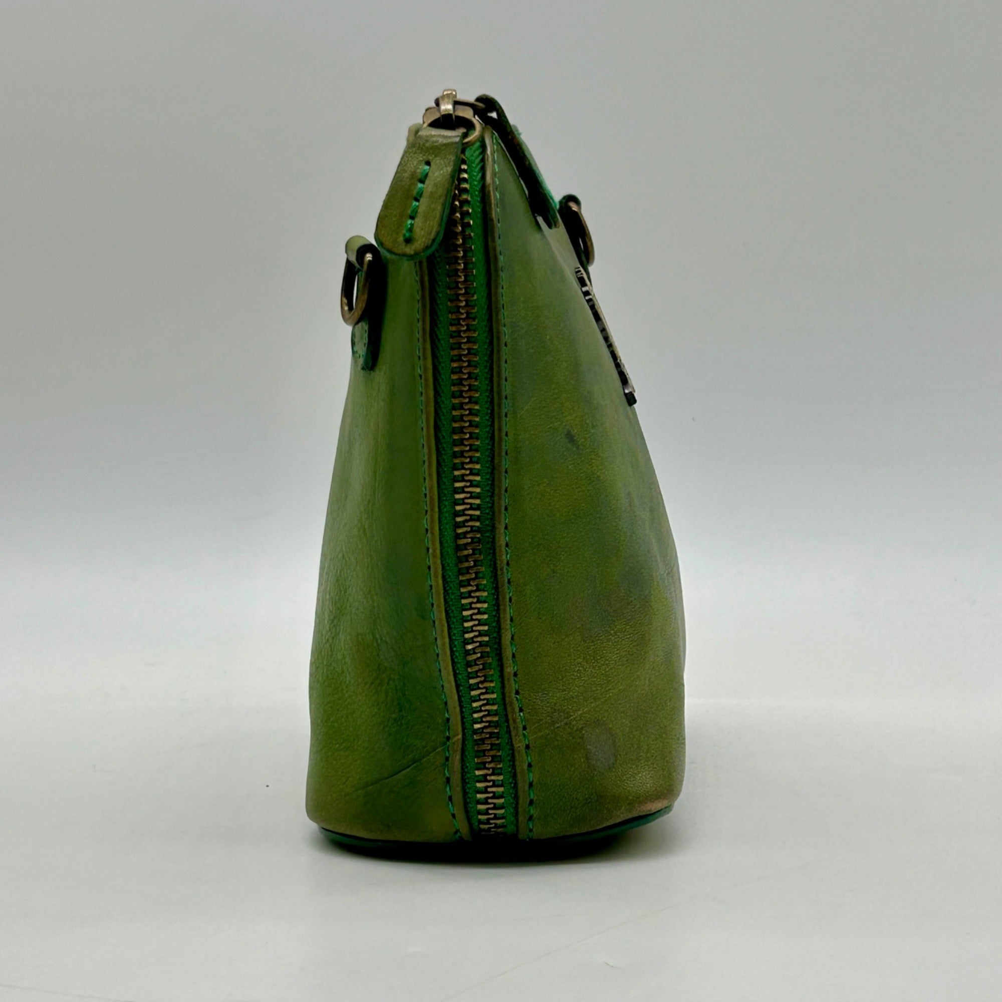 Pratesi Green Italian Leather Crossbody Bag