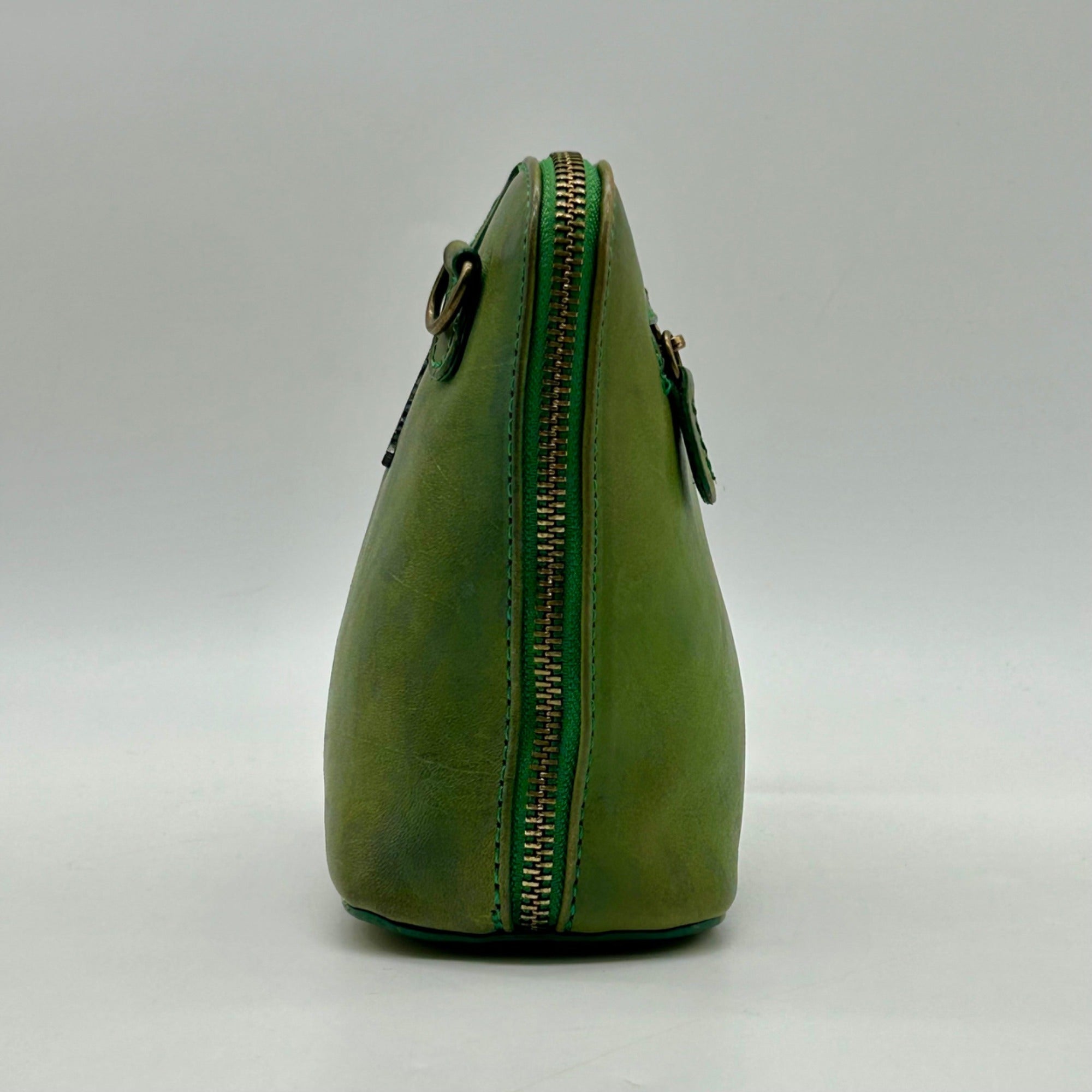 Pratesi Green Italian Leather Crossbody Bag