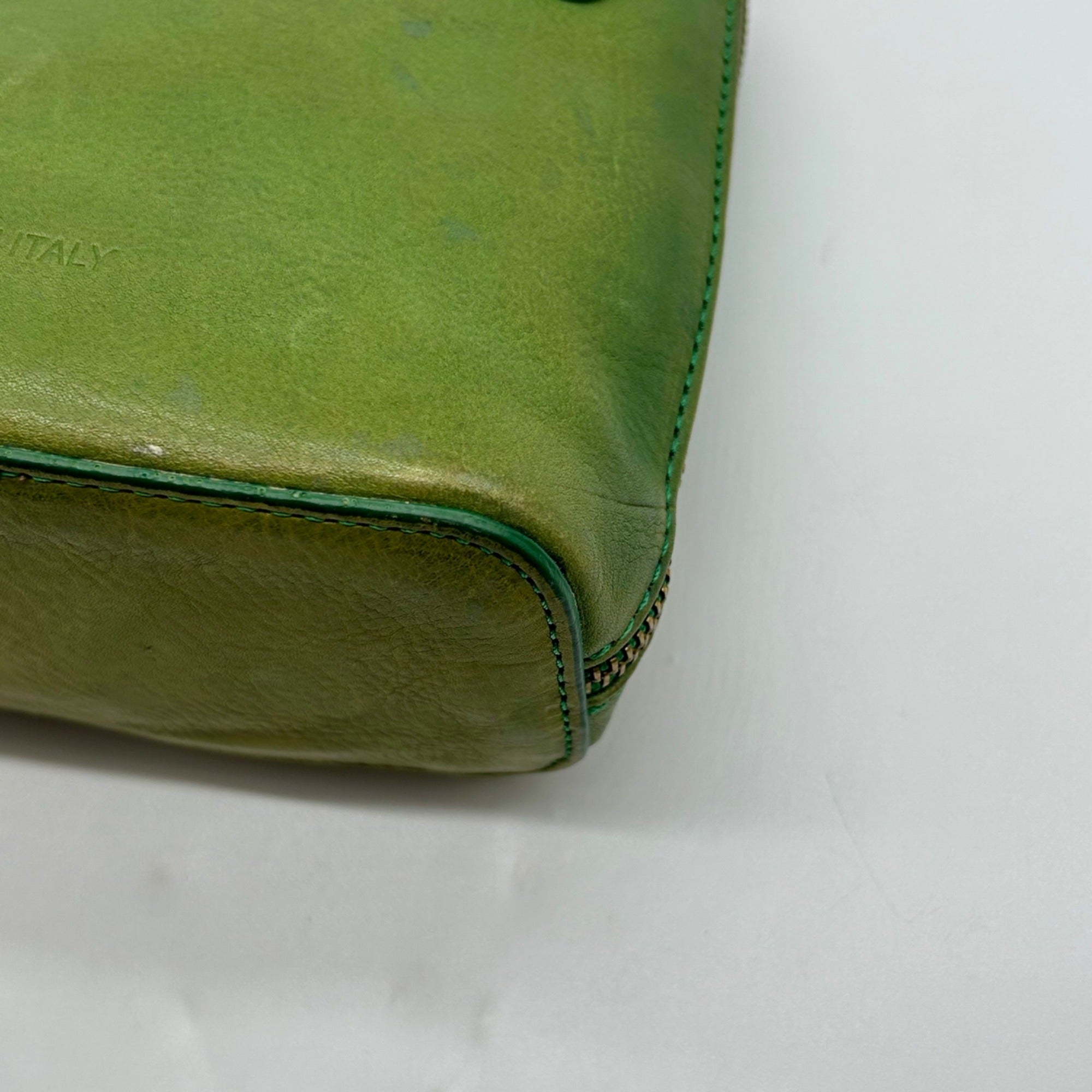 Pratesi Green Italian Leather Crossbody Bag