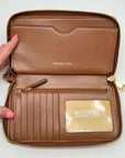 Michael Kors Brown Leather Acorn Wristlet