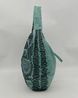 Bloomingdales Teal Leather Decorative Large Hobo Bag