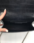 Yves Saint Laurent Black Croc Embossed Leather Kate Shoulder Bag