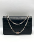 Yves Saint Laurent Black Croc Embossed Leather Kate Shoulder Bag