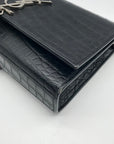 Yves Saint Laurent Black Croc Embossed Leather Kate Shoulder Bag