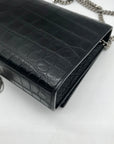 Yves Saint Laurent Black Croc Embossed Leather Kate Shoulder Bag