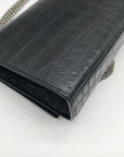 Yves Saint Laurent Black Croc Embossed Leather Kate Shoulder Bag