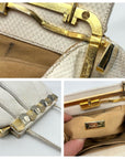 Judith Leiber Ivory Horn Lizard Leather Crossbody Clutch