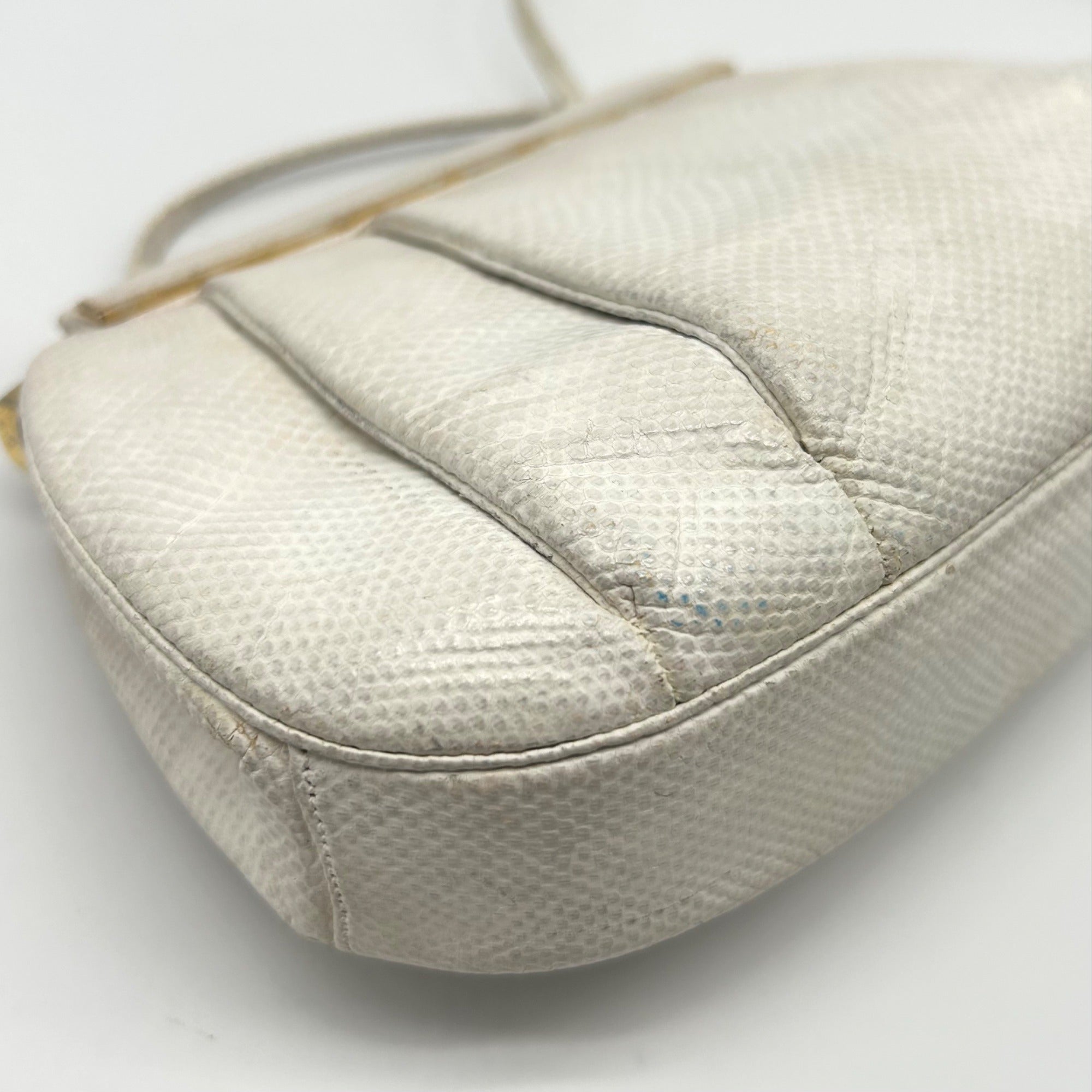 Judith Leiber Ivory Horn Lizard Leather Crossbody Clutch