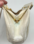 Judith Leiber Ivory Horn Lizard Leather Crossbody Clutch