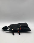 Black Nylon Patterned Multi-Pocket Crossbody Bag