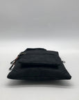 Black Nylon Patterned Multi-Pocket Crossbody Bag